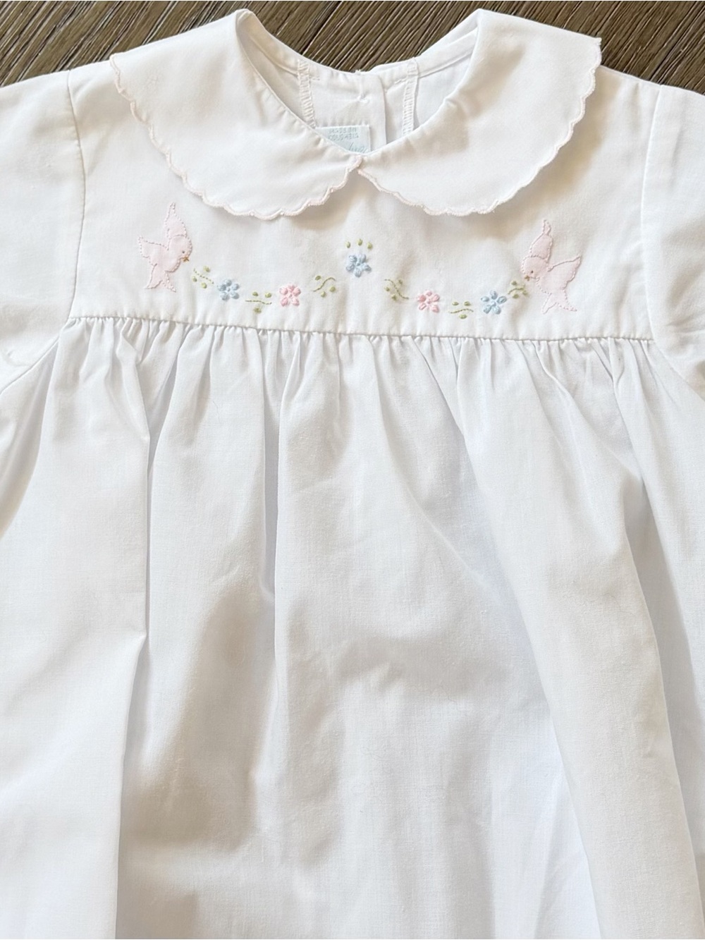 Auraluz White Baby Girls Floral Embroidered Gown NB